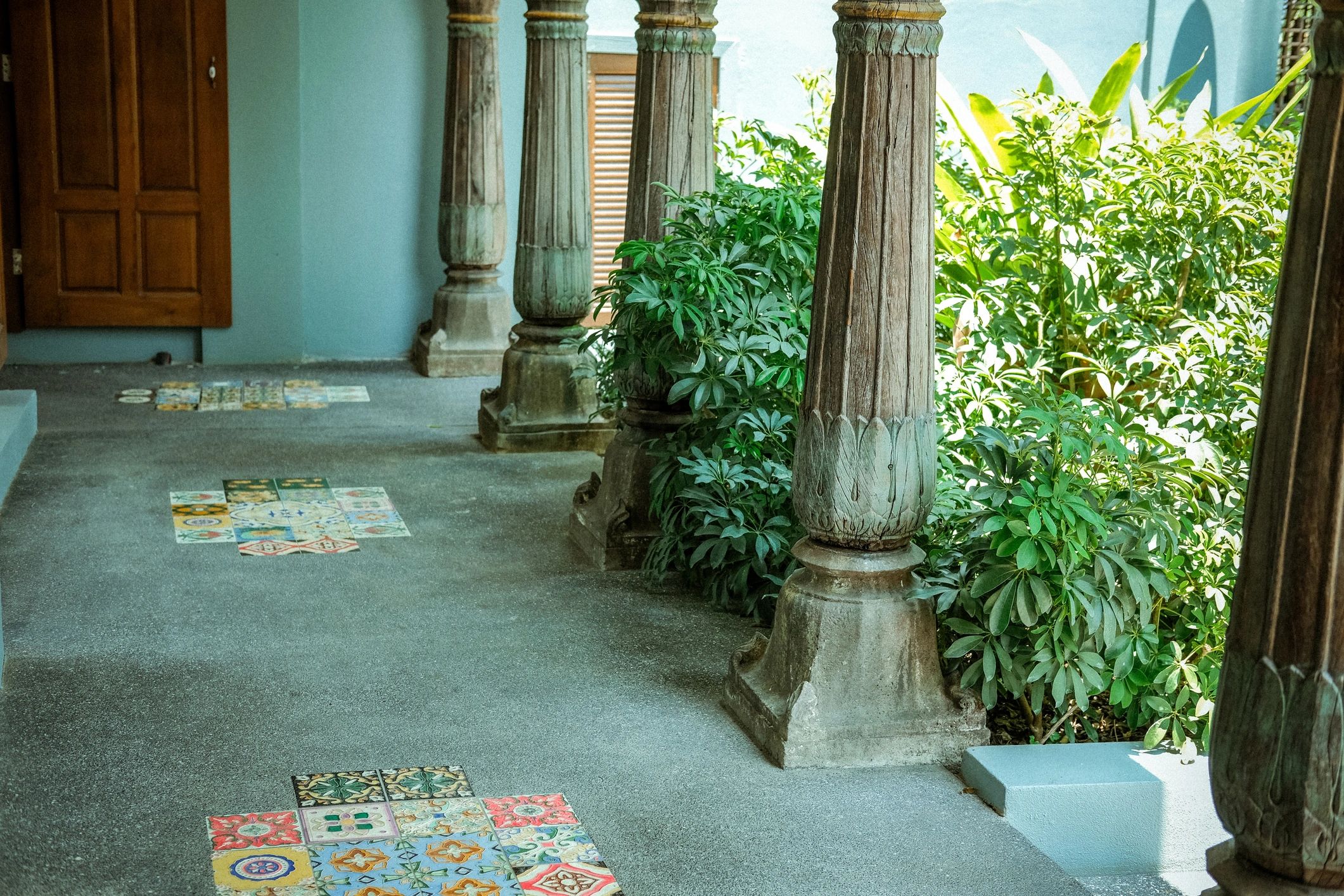 Heritage hotel facade with traditional Indian architecture